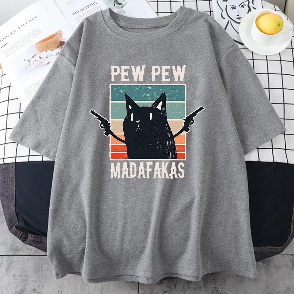 Remera hombre MC gato pew pew